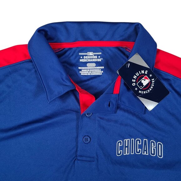 Chicago Cubs Performance Polo Embroidered Logo Mens Large 1/4 Button Blue NWT - Picture 5 of 9